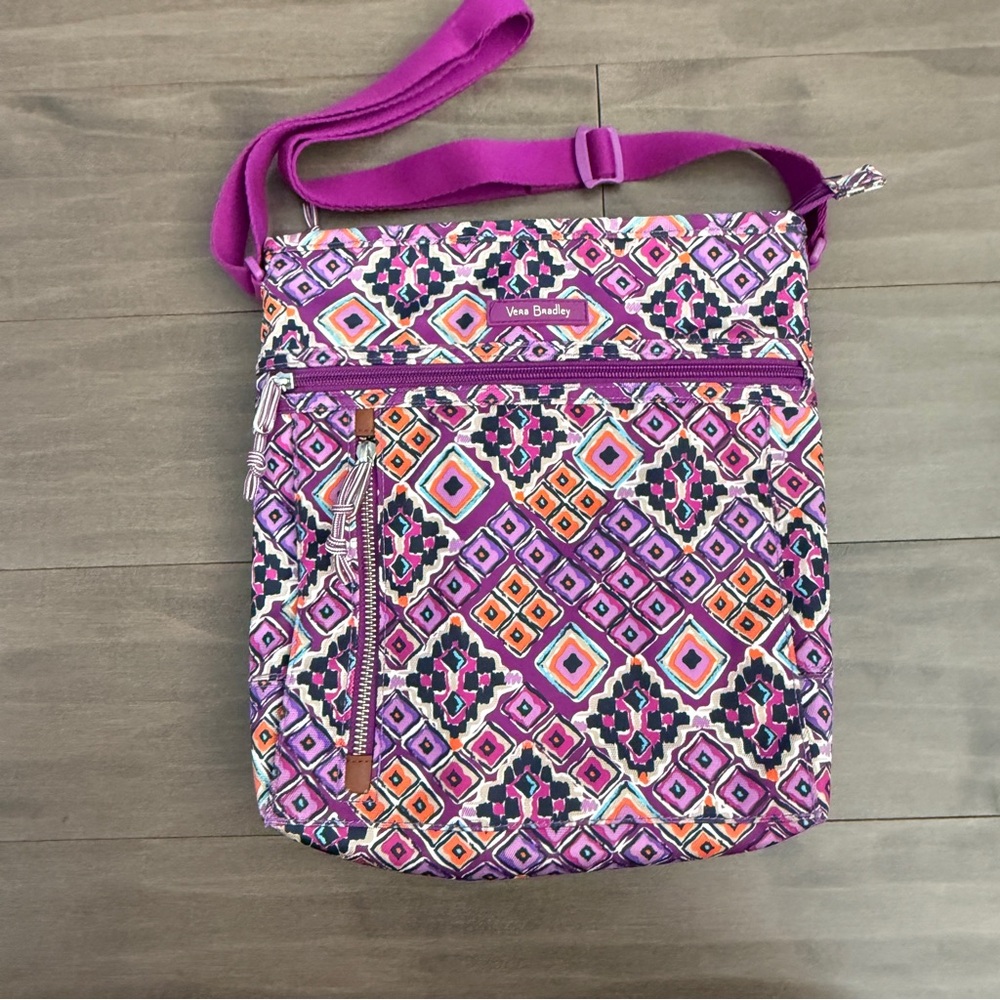 Vera Bradley Dream Diamonds Geometric Pink and Purple Crossbody Bag Purse Rare